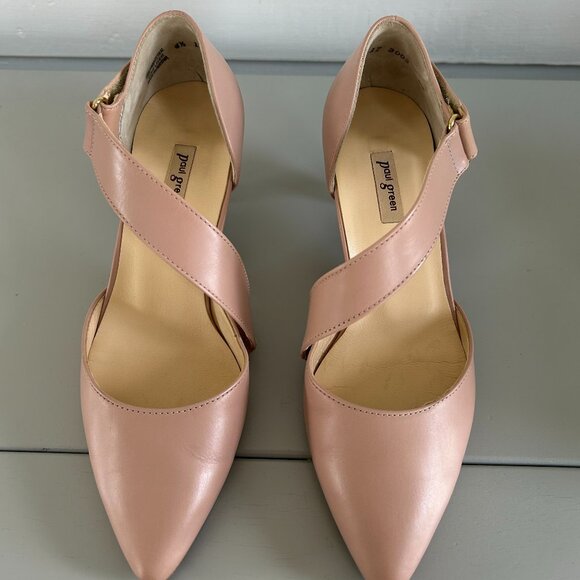 Paul Green Womens Blush Leather Pointed Toe Nicki Asymmetrical Pump Size 4 1/2 - Picture 2 of 16